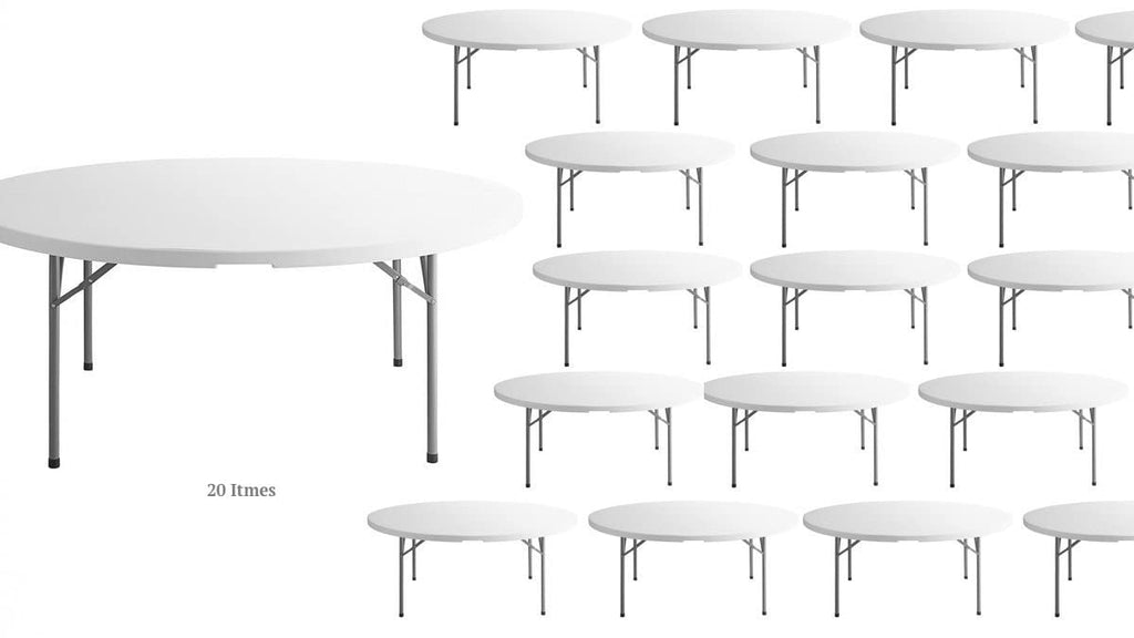 White 72 Inch Round Plastic Folding Table V1458
