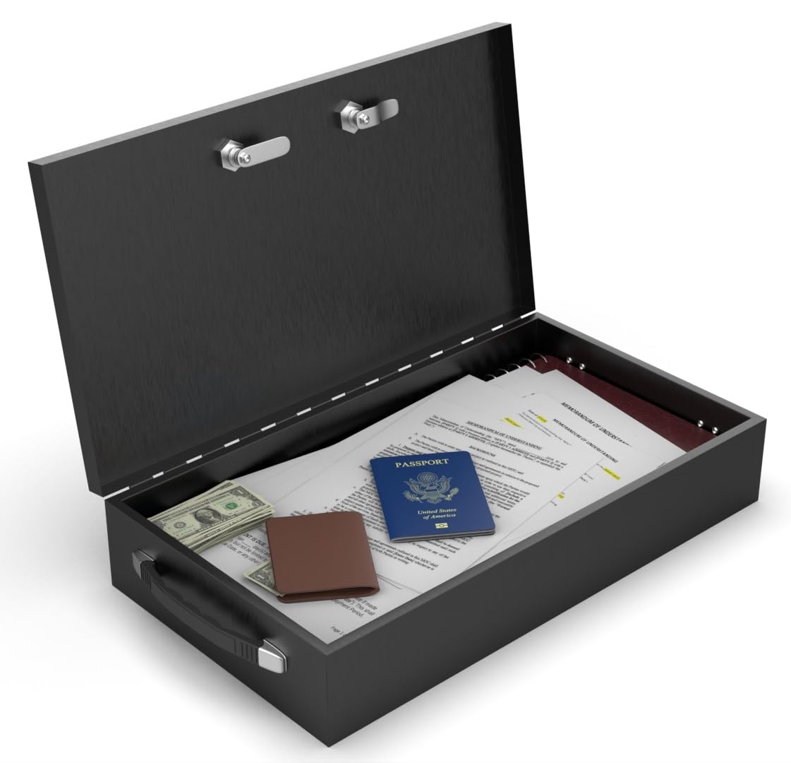 Fire Retardant Steel Security Chest with Dual Combination and Key Lock, 0.43 Cubic Ft E60773