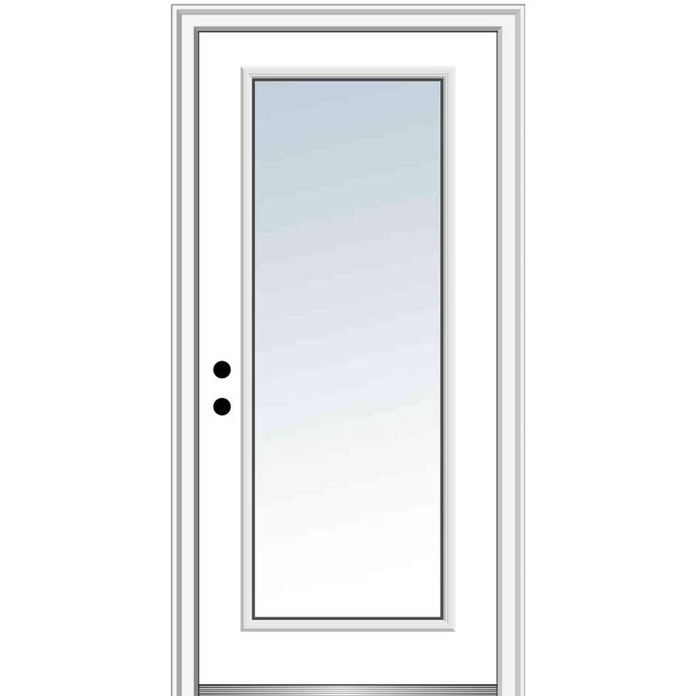 Fiberglass Smooth Primed Right Hand In-swing Prehung Front Door Full Lite Clear Low-E Glass 36" x 80" I276