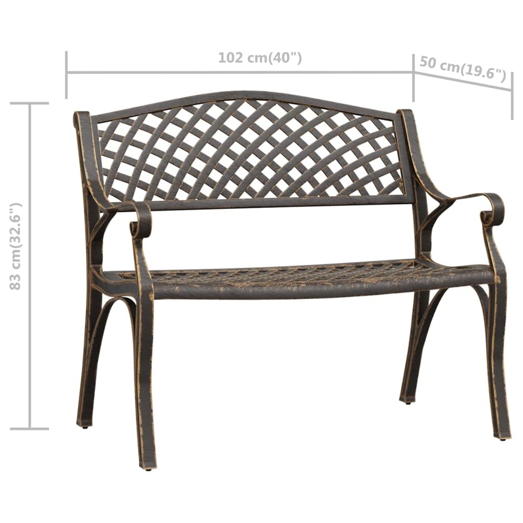 Bronze Cast Iron Garden Bench with Floral Design 40.2 Inch W70065