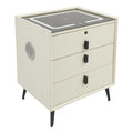 Beige White Smart LED Nightstand with USB Charging J9829