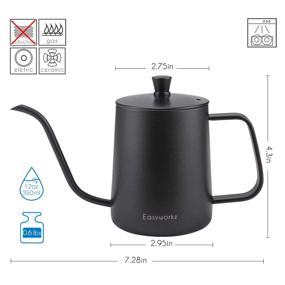 French Press and Gooseneck Pour Over Coffee Kettle 12 oz Stainless Steel Z6442