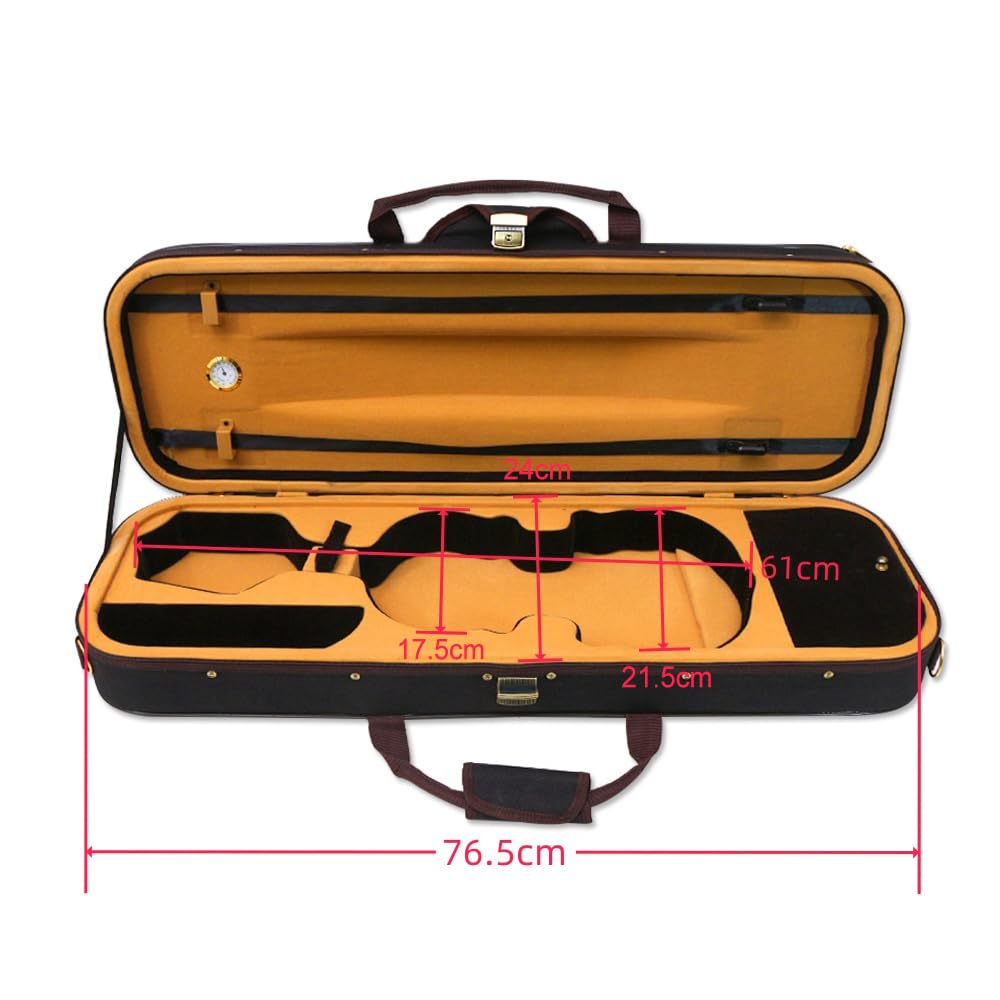 Oblong 4/4 Full Size Wooden Hard Shell Violin Case with Nylon Raincoat Q83108
