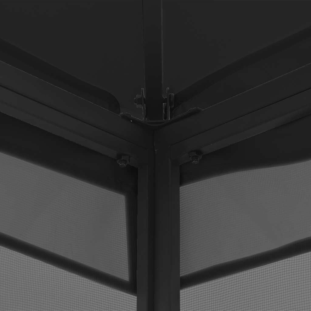 9.8'x9.8'x8.7' Anthracite Gazebo with Nets and Steel Frame N3122