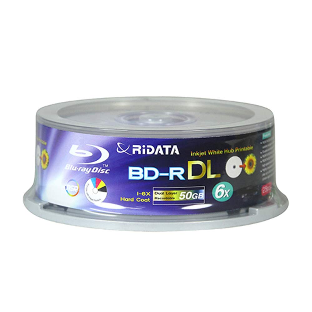 50 Pack BD-R DL Dual Layer 6X 50GB White Inkjet Printable Disc L340470