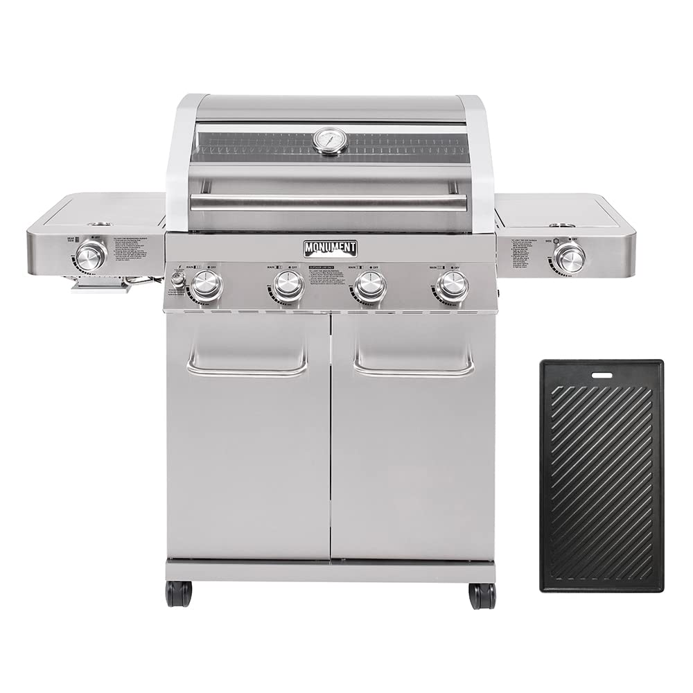 4-Burner Propane Gas Grill Stainless Steel with Side Burners U655