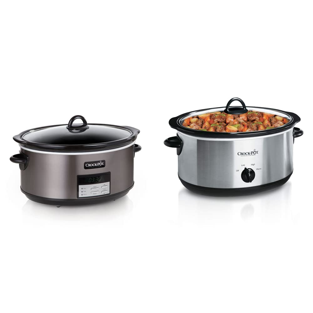 8 Quart Programmable Slow Cooker + 7 Quart Oval Manual Slow Cooker, Stainless Steel B9245