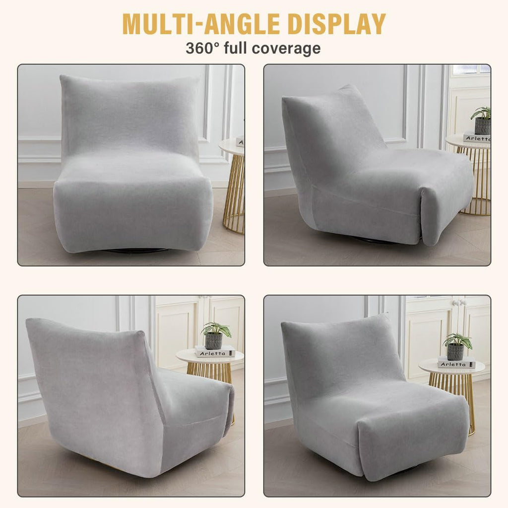 Light Gray Velvet Oversized Recliner Chair Cover F7252