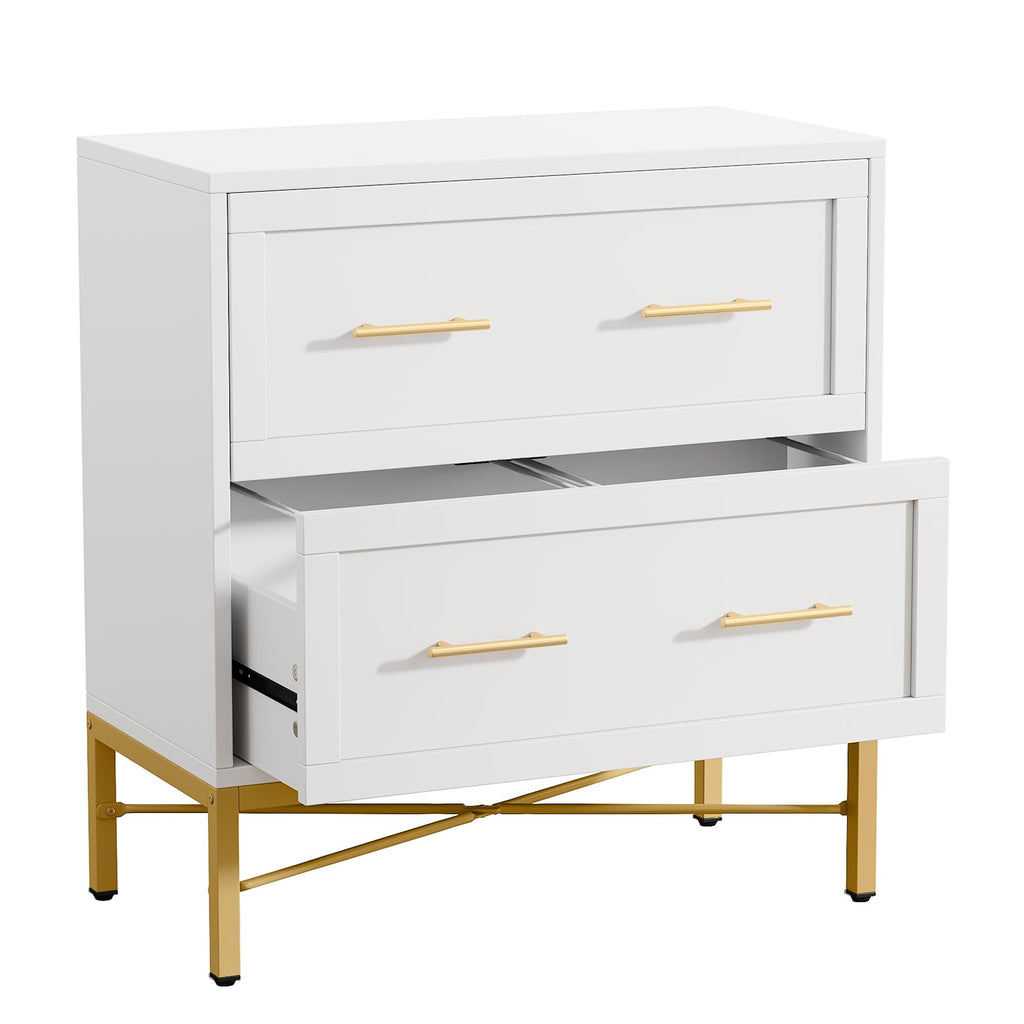 White 2 Drawer Wood File Cabinet T2326