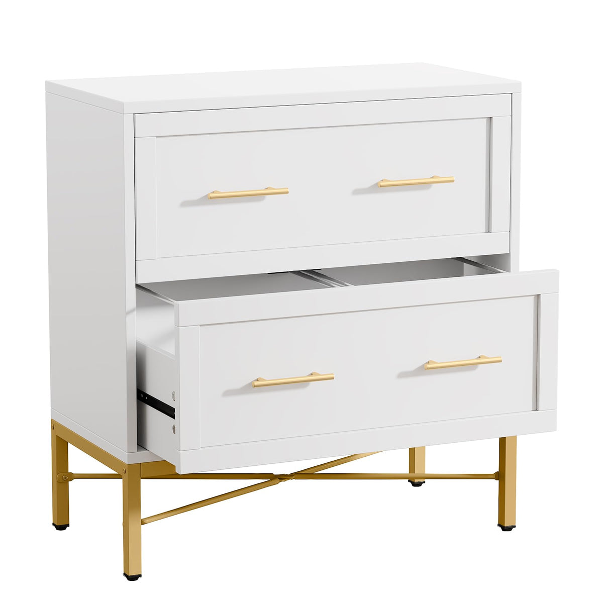 White 2 Drawer Wood File Cabinet T2326