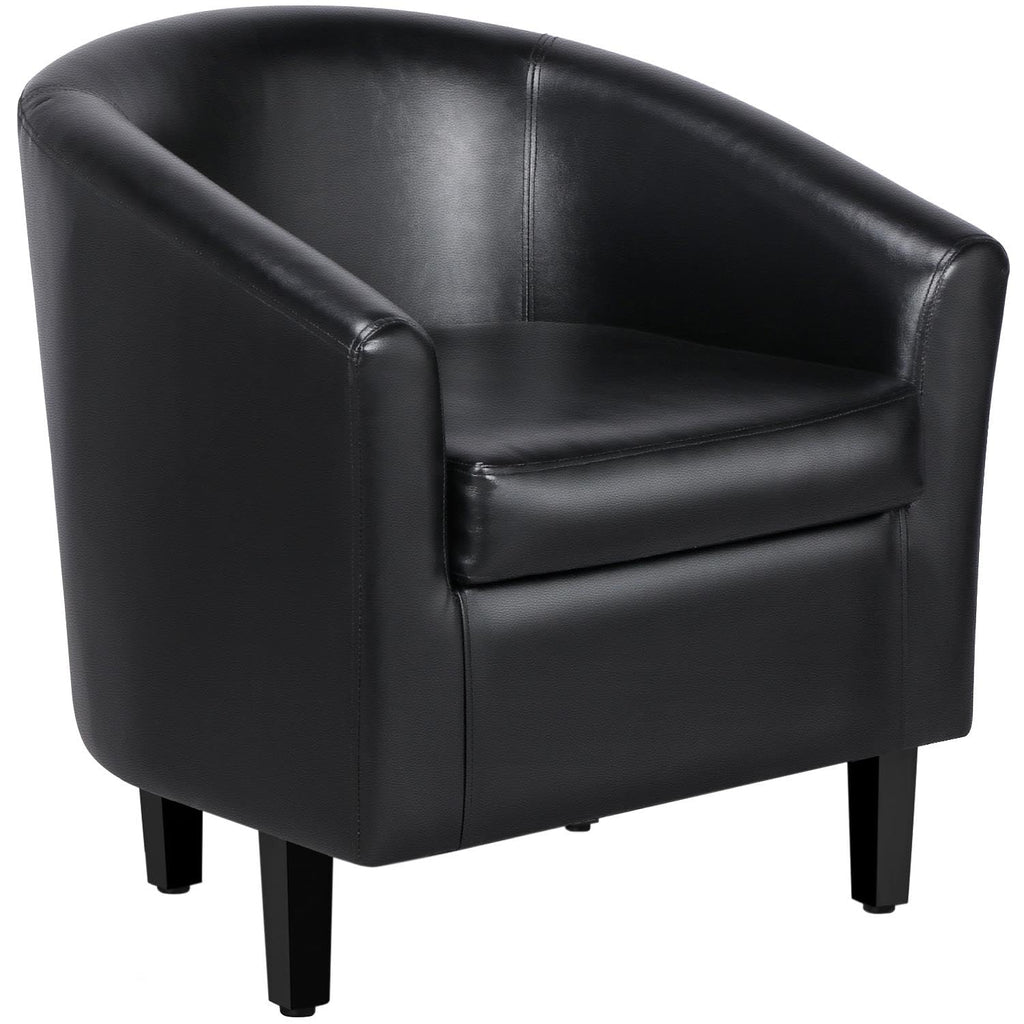Black Faux Leather Barrel Accent Chairs P708084
