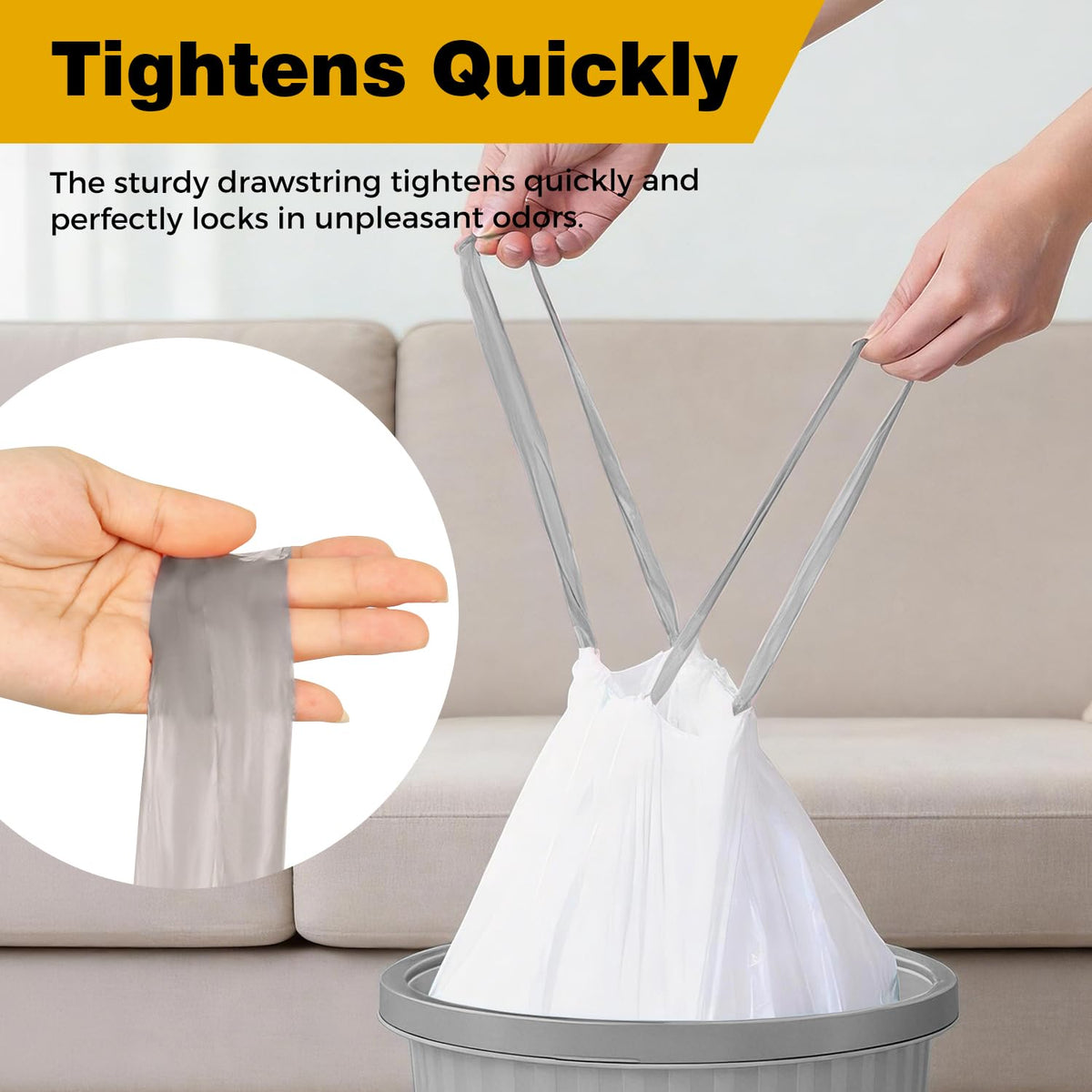 8 Gallon Drawstring Trash Bags B68565