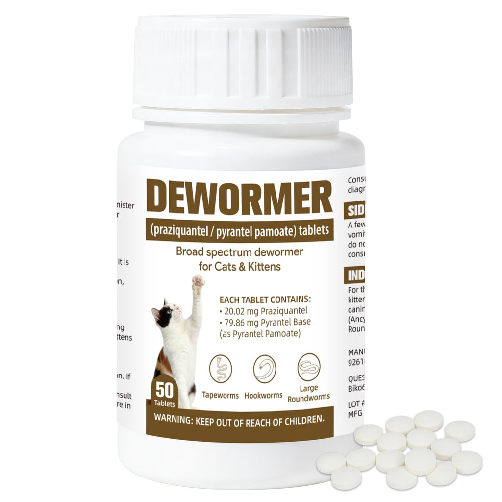 Broad-Spectrum Dewormer for Cats & Kittens, 50 Tablets Q908