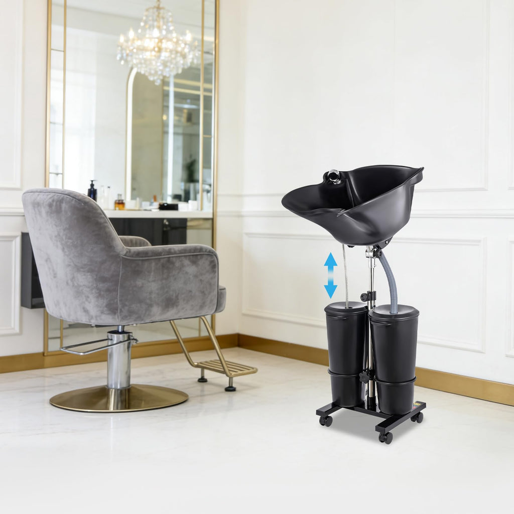 Portable Shampoo Bowl Electric Pump 2 Buckets Height Adjustable Q27861