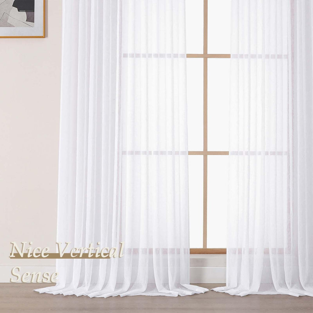 White Sheer Pinch Pleated Curtains 96 Inches 2 Panels I644