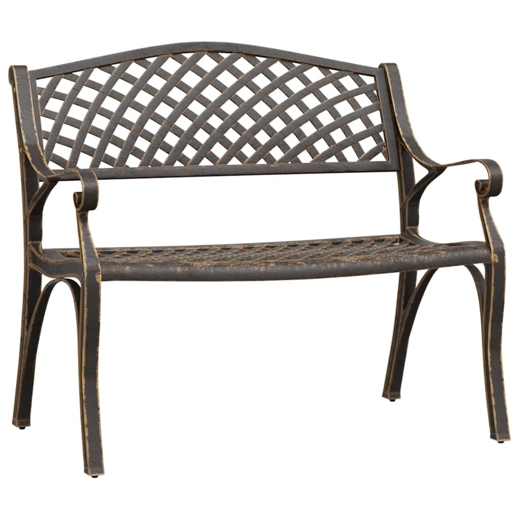 Bronze Cast Iron Garden Bench with Floral Design 40.2 Inch W70065