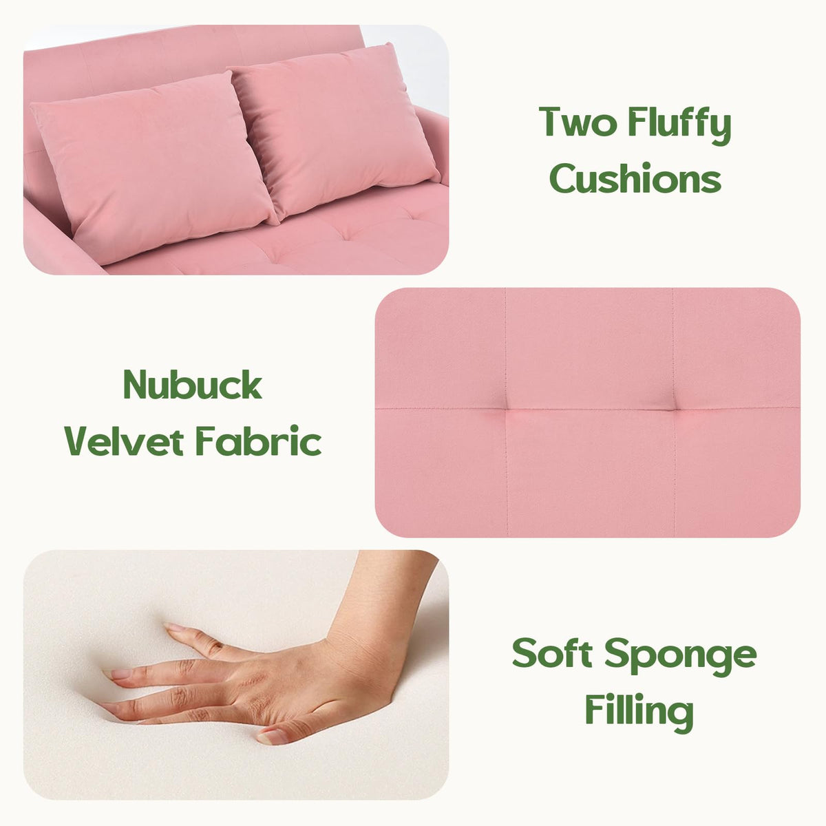 Pink Convertible Sleeper Sofa Bed H11655