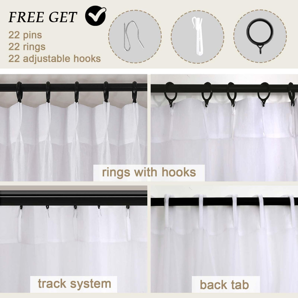 White Sheer Pinch Pleated Curtains 96 Inches 2 Panels I644