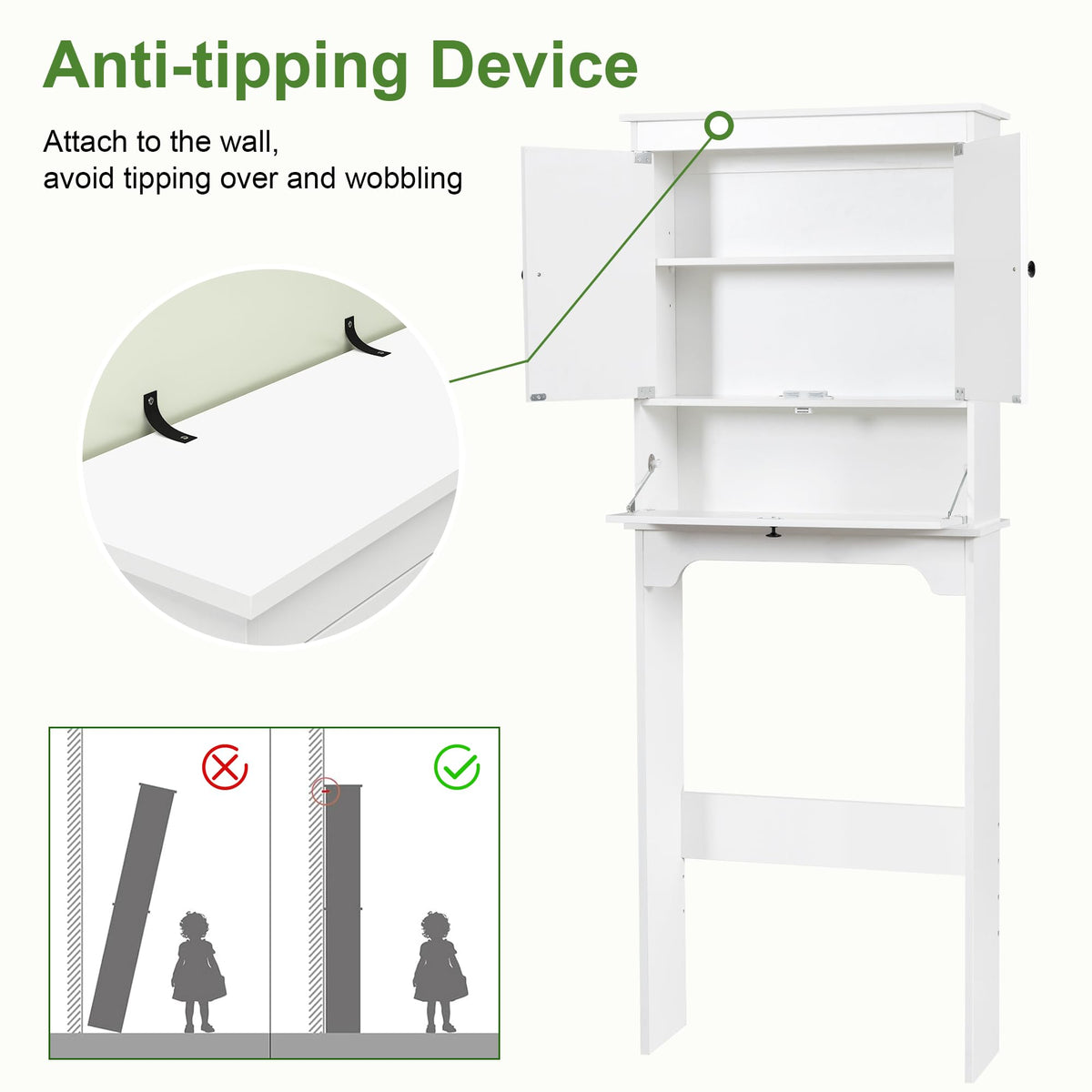 White Over The Toilet Storage Cabinet Y923