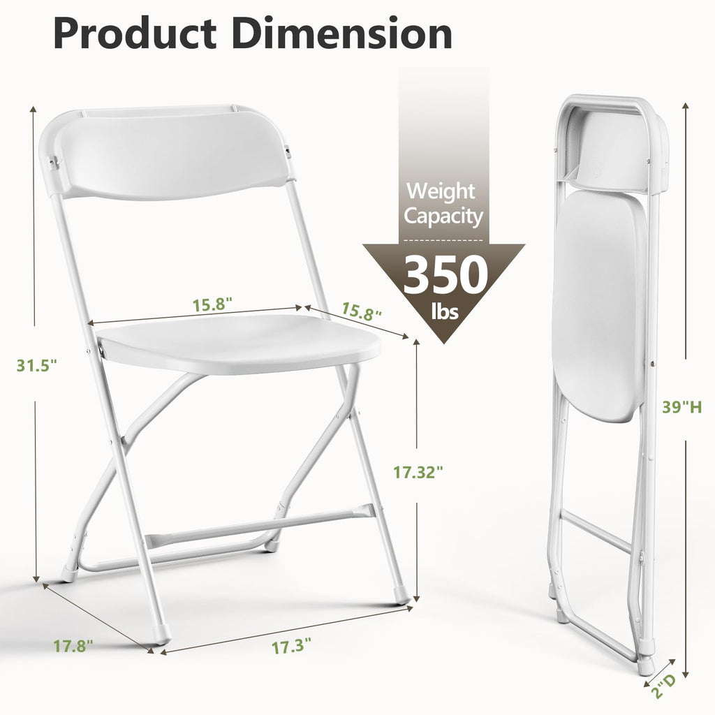 White 10 Pack Plastic Folding Chairs with Metal Frame I2657