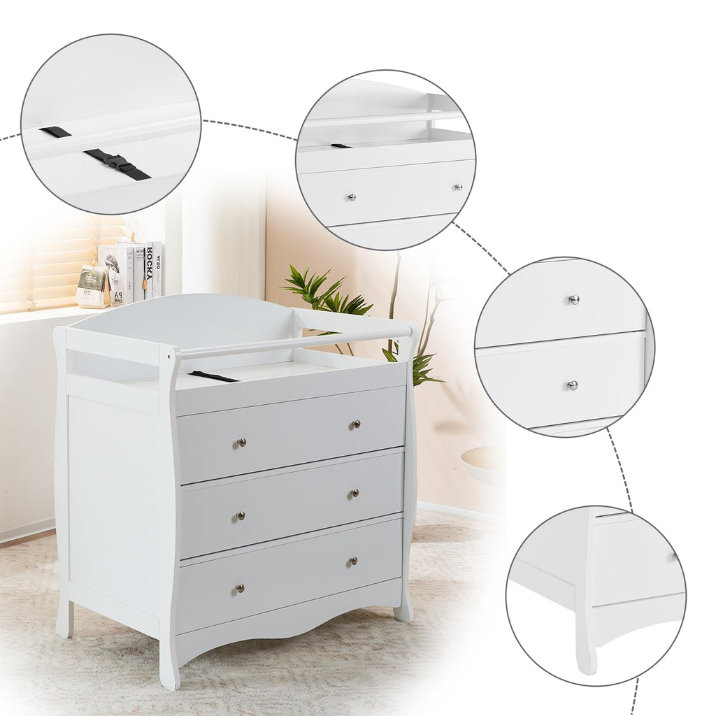 White Changing Table Dresser U2638