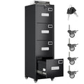 4 Drawer Black Metal File Cabinet with Lock and Wheels F638