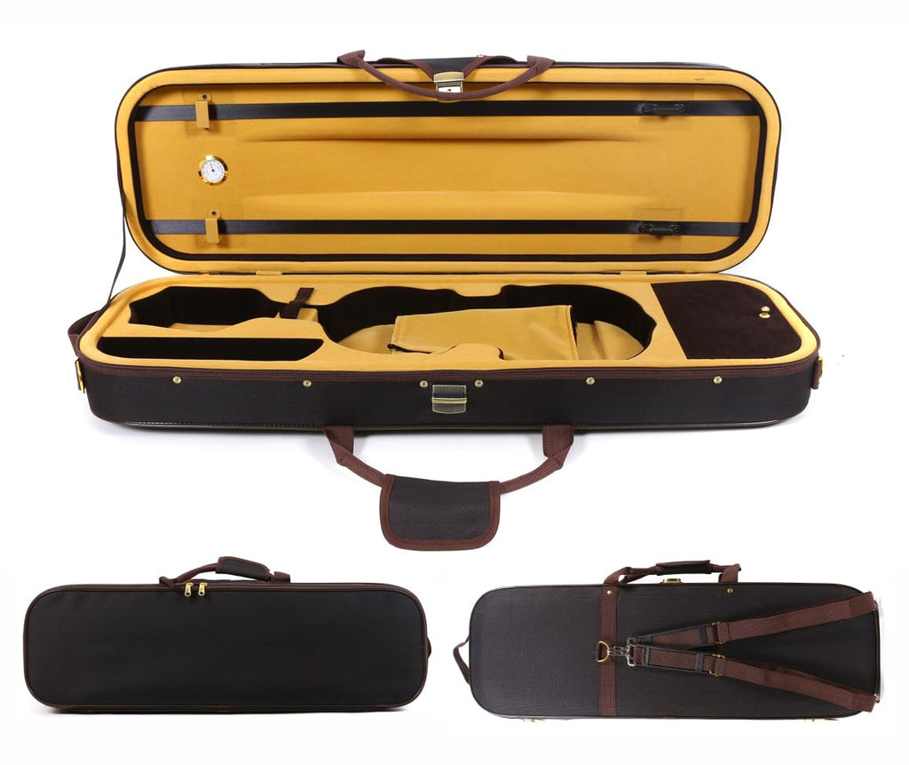 Oblong 4/4 Full Size Wooden Hard Shell Violin Case with Nylon Raincoat Q83108