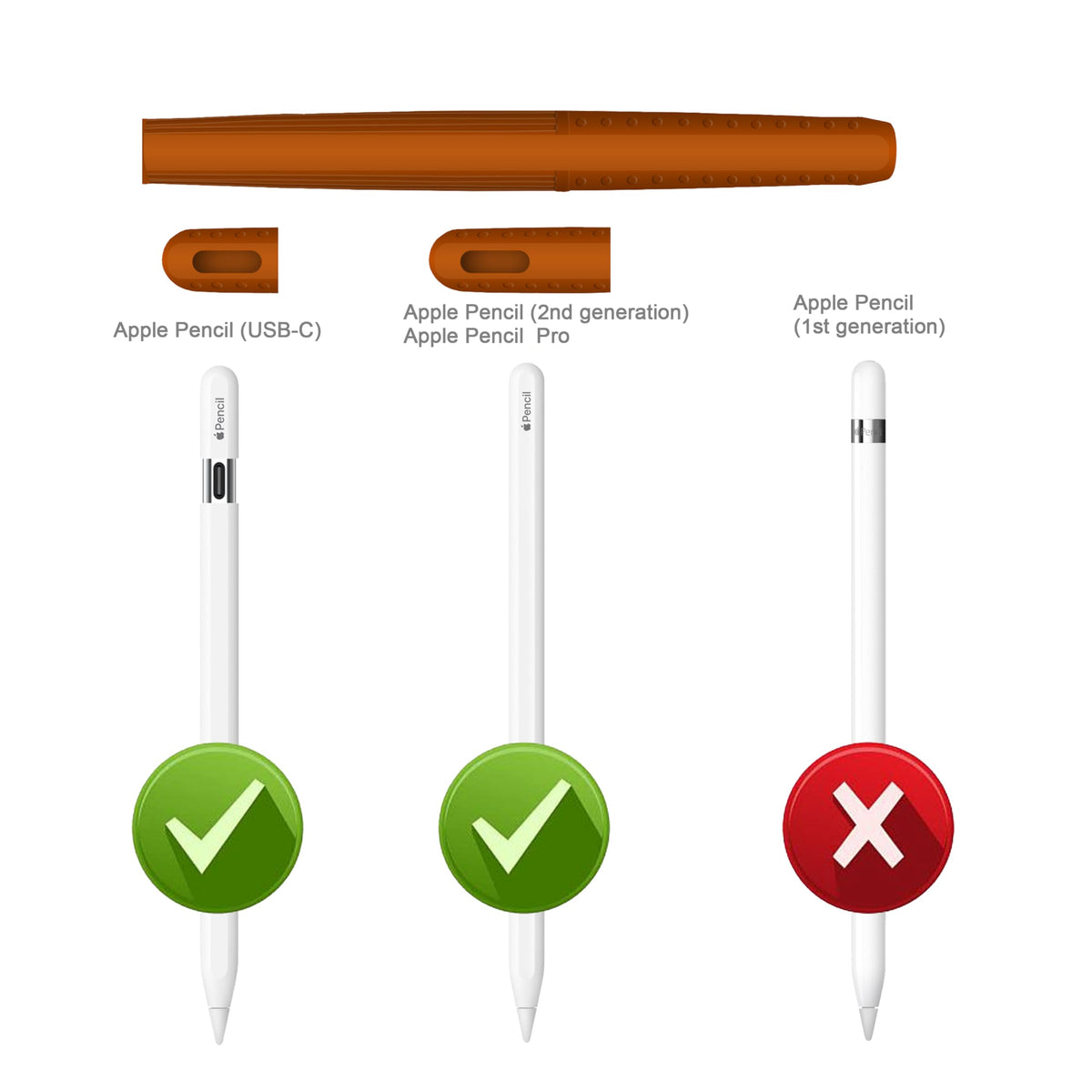 Silicone Case Cover Skin for Apple Pencil Brown K338985
