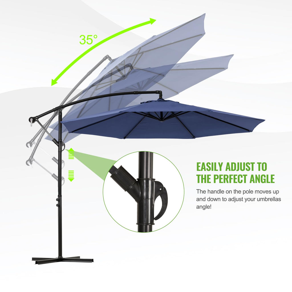 10ft Offset Hanging Patio Umbrella with Crank Lift & Tilt M1618