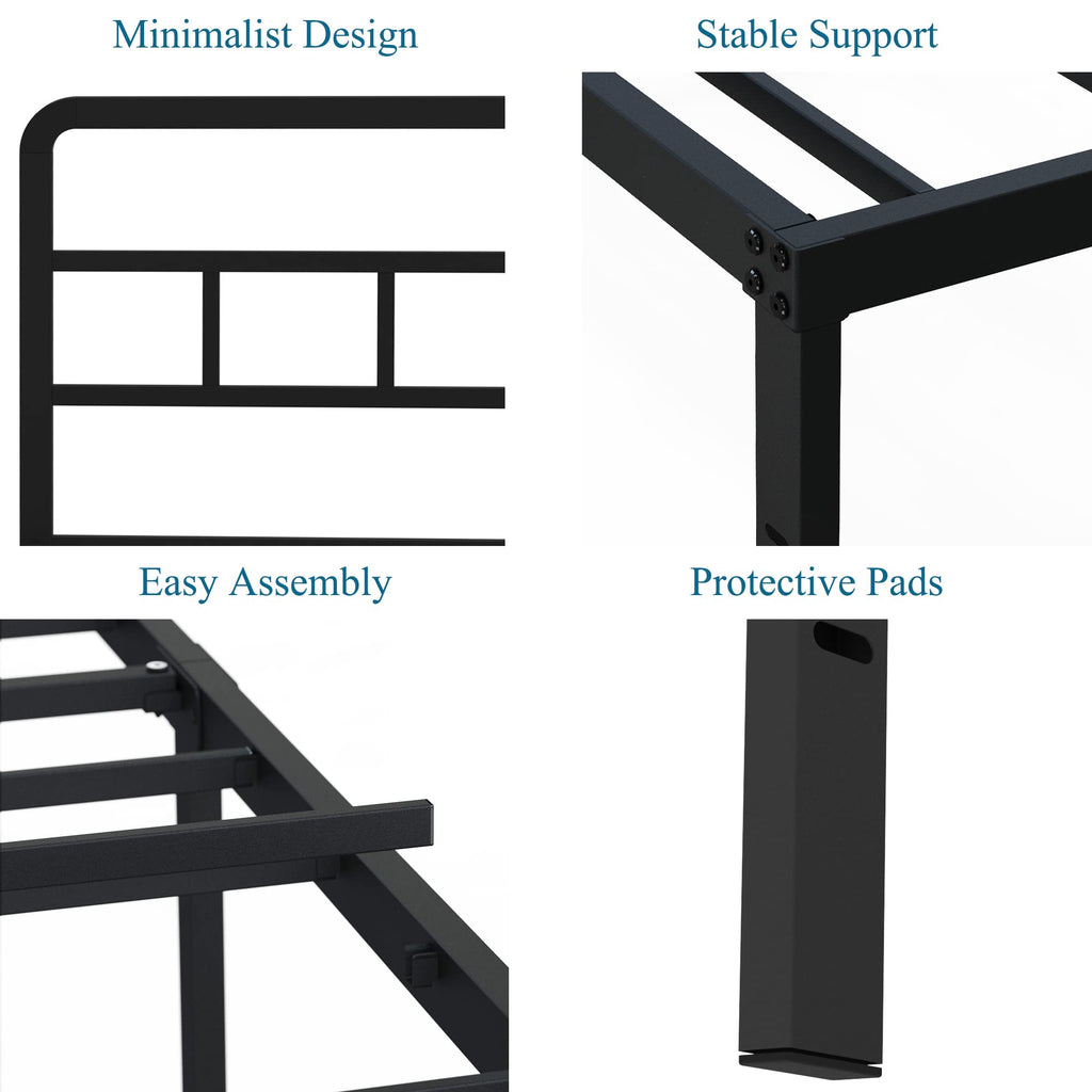 18 Inch Metal Queen Bed Frame with Headboard H6292