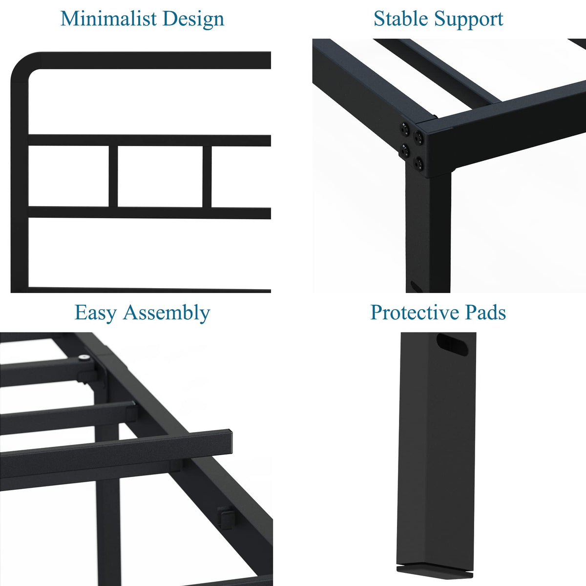 18 Inch Metal Queen Bed Frame with Headboard H6292
