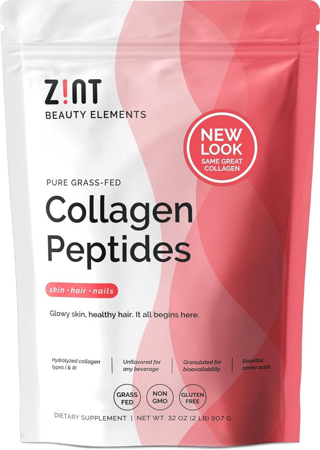 Grass-Fed Hydrolyzed Collagen Peptides Powder 32 oz Unflavored X935341