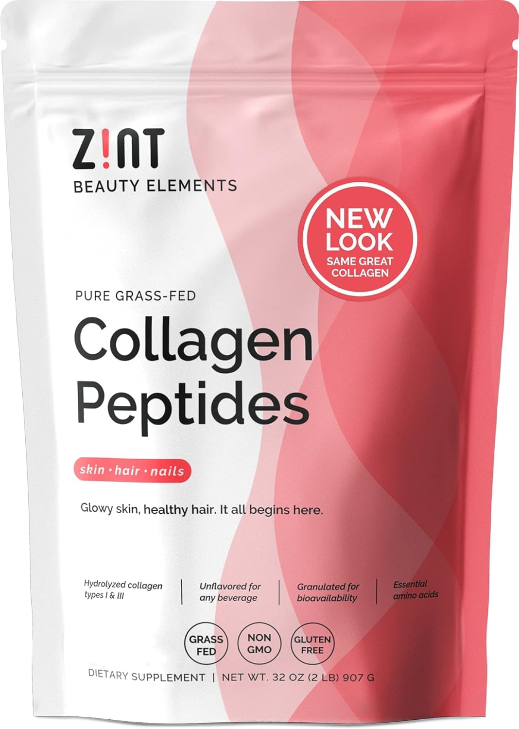Grass-Fed Hydrolyzed Collagen Peptides Powder 32 oz Unflavored X935341