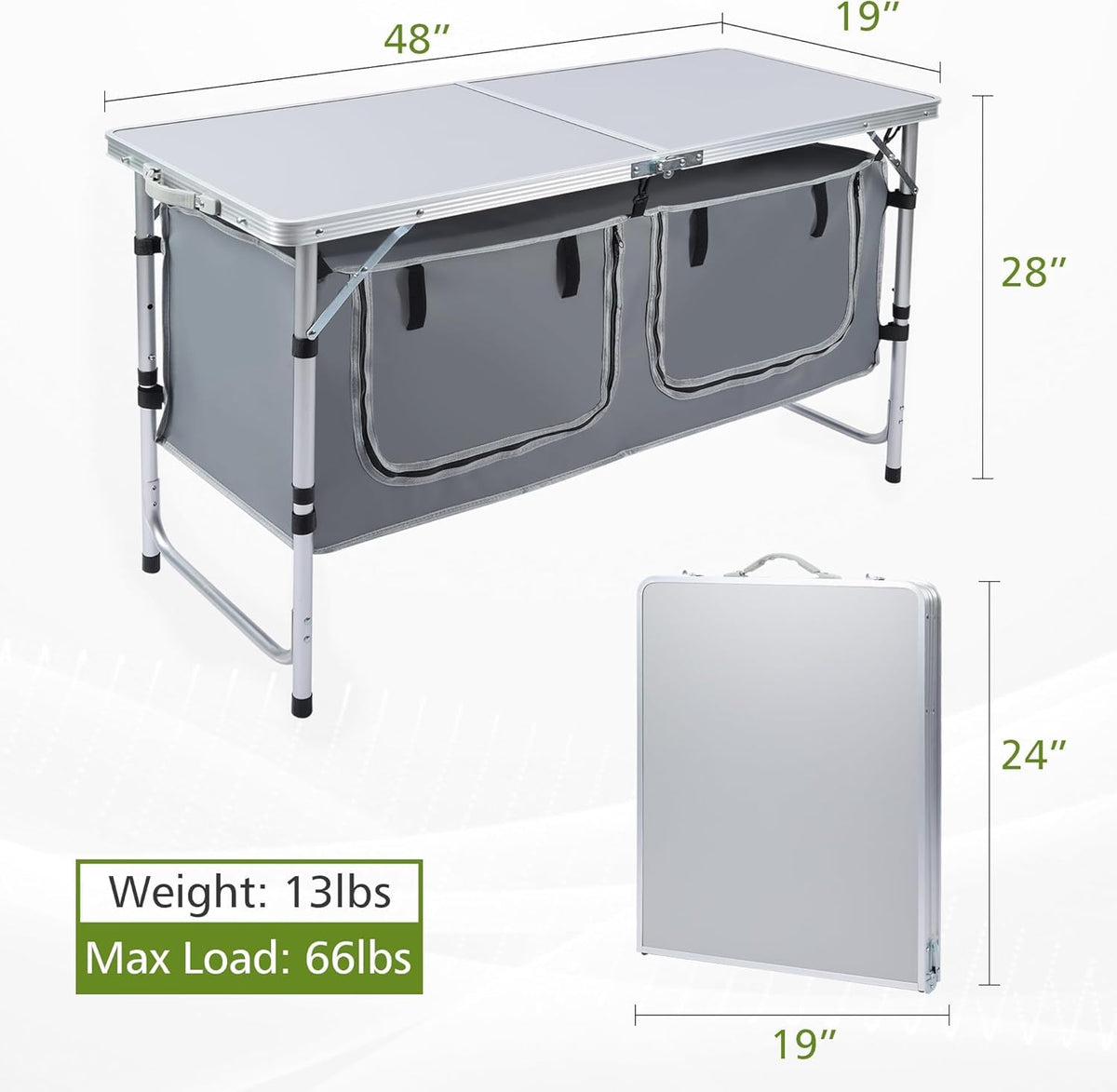 Camping Table with Storage Gray X81385