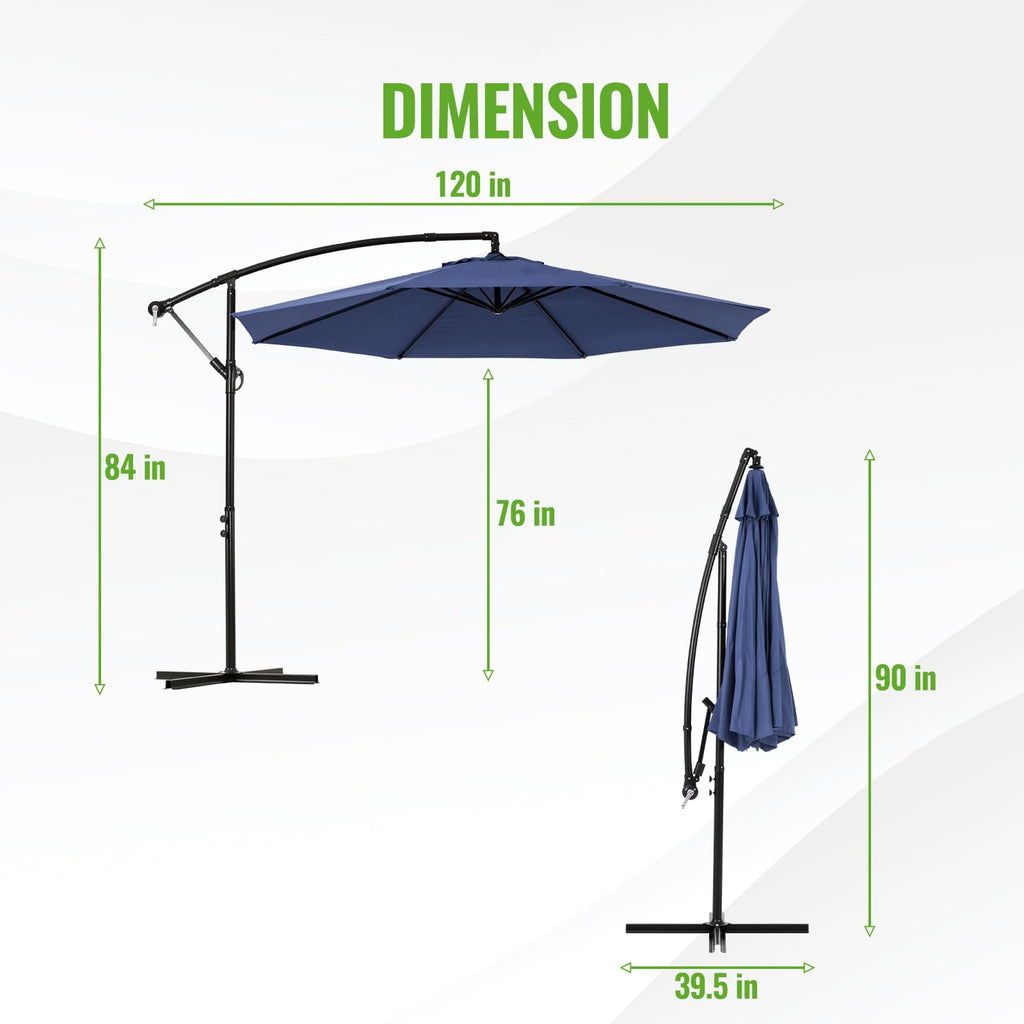 10ft Offset Hanging Patio Umbrella with Crank Lift & Tilt M1618
