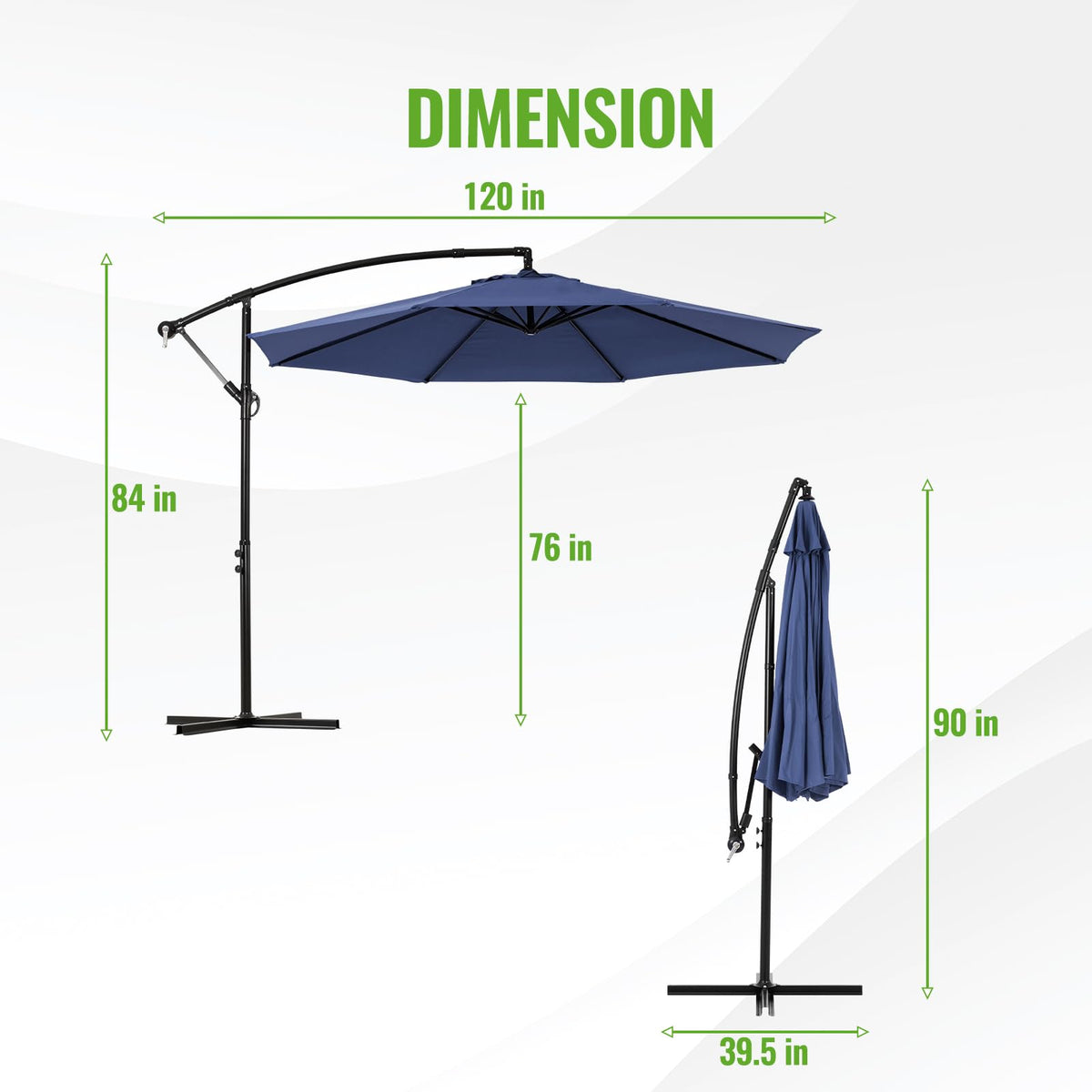 10ft Offset Hanging Patio Umbrella with Crank Lift & Tilt M1618