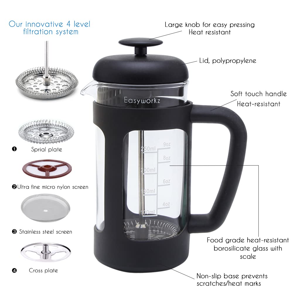 French Press and Gooseneck Pour Over Coffee Kettle 12 oz Stainless Steel Z6442