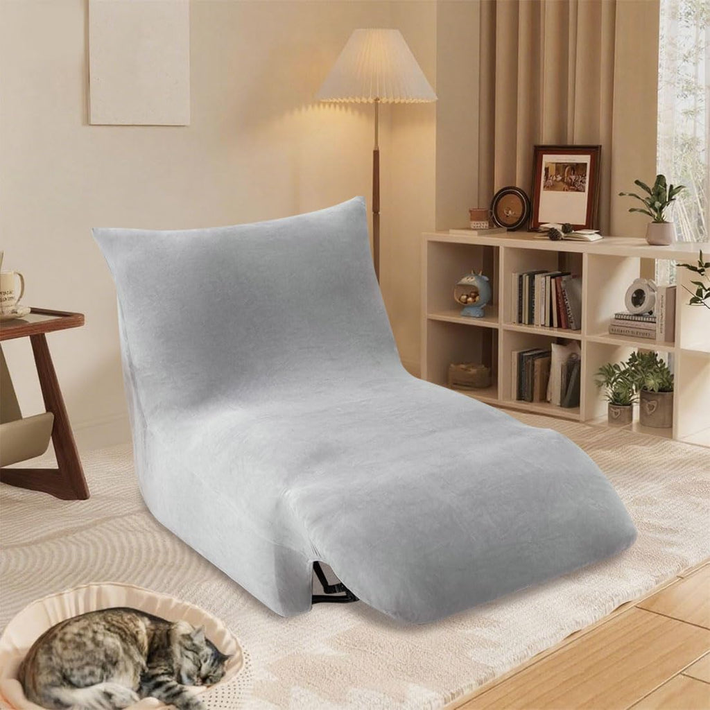 Light Gray Velvet Oversized Recliner Chair Cover F7252