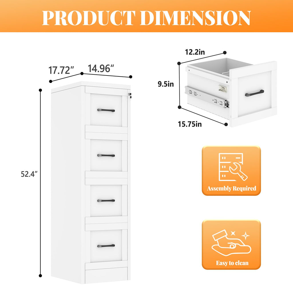 4 Drawer Metal File Cabinet with Lock T293