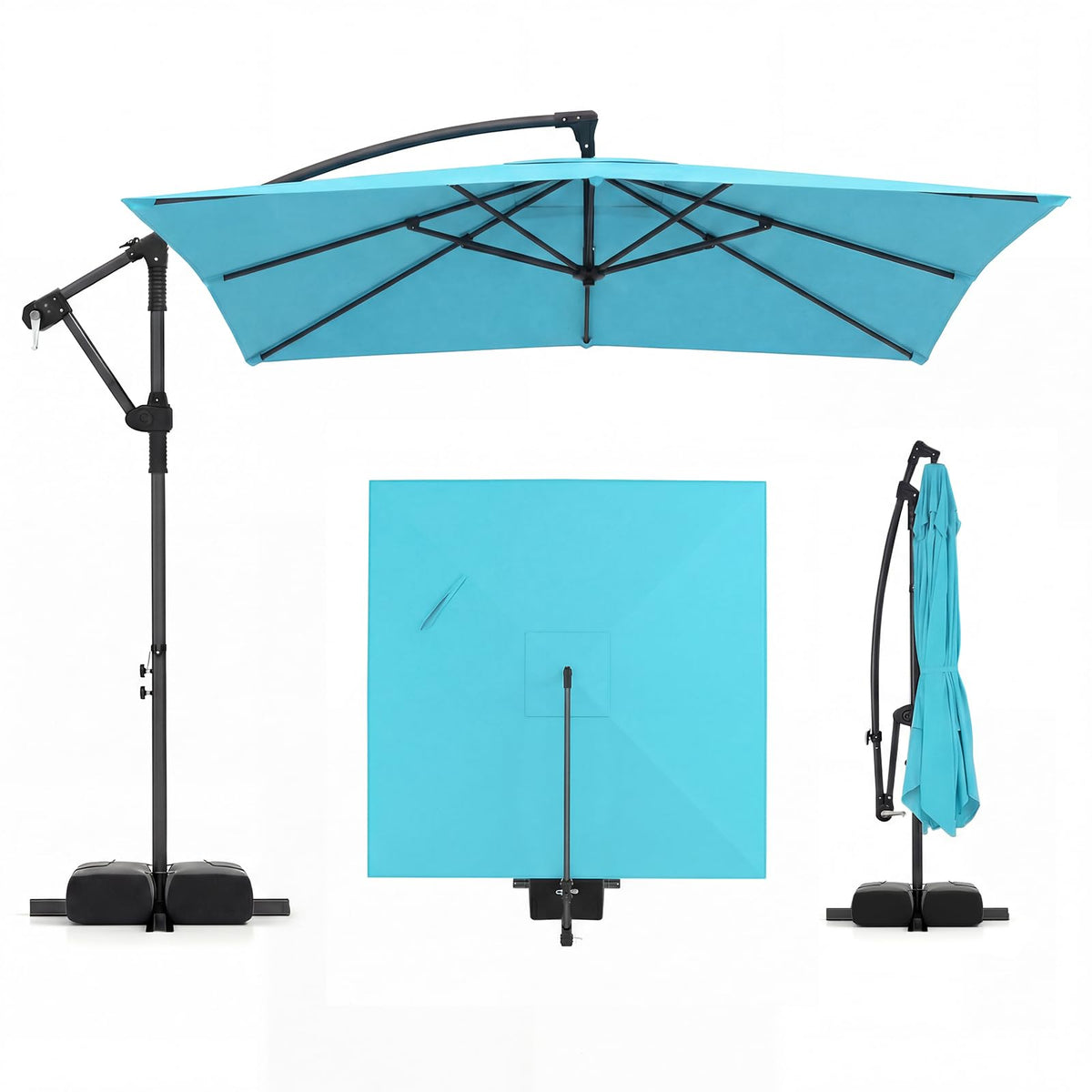 8x8 FT Square Offset Cantilever Patio Umbrella with Base Y7292