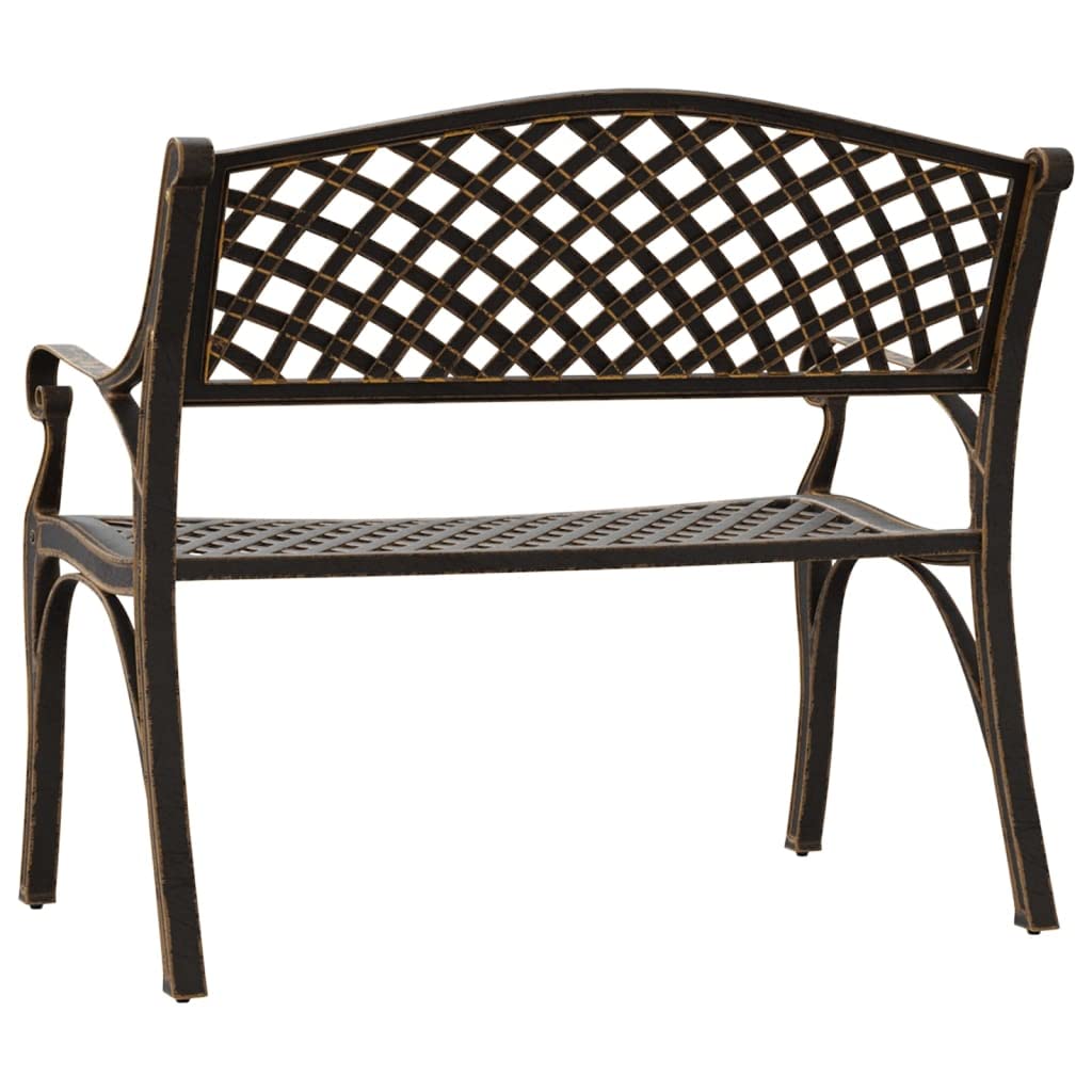 Bronze Cast Iron Garden Bench with Floral Design 40.2 Inch W70065