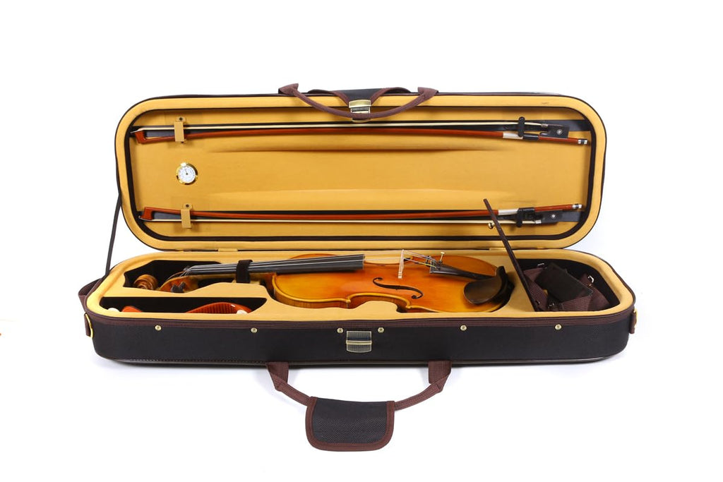 Oblong 4/4 Full Size Wooden Hard Shell Violin Case with Nylon Raincoat Q83108