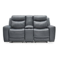 Gray Leather Match Power Reclining Loveseat with Console S235