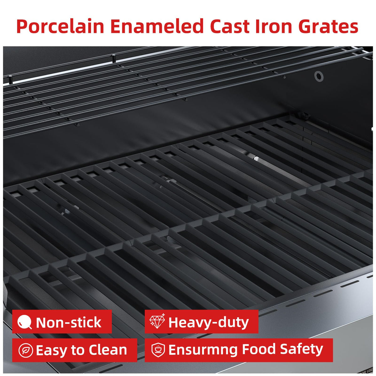 4 Burner Gas Grill with Side Burner and Wheels J792