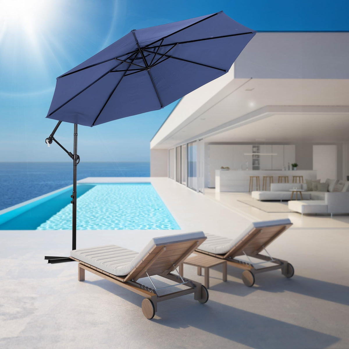 10ft Offset Hanging Patio Umbrella with Crank Lift & Tilt M1618