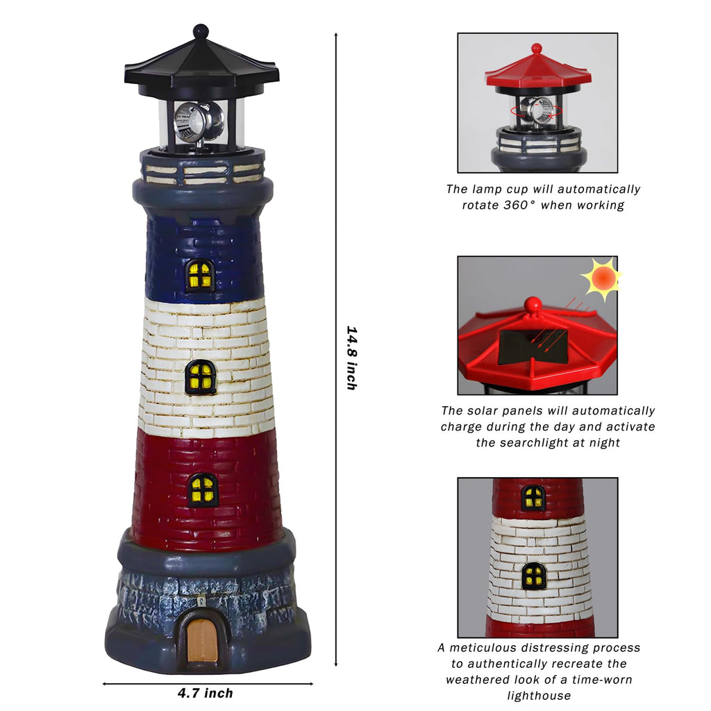 Solar Lighthouse Outdoor Garden Statue J656