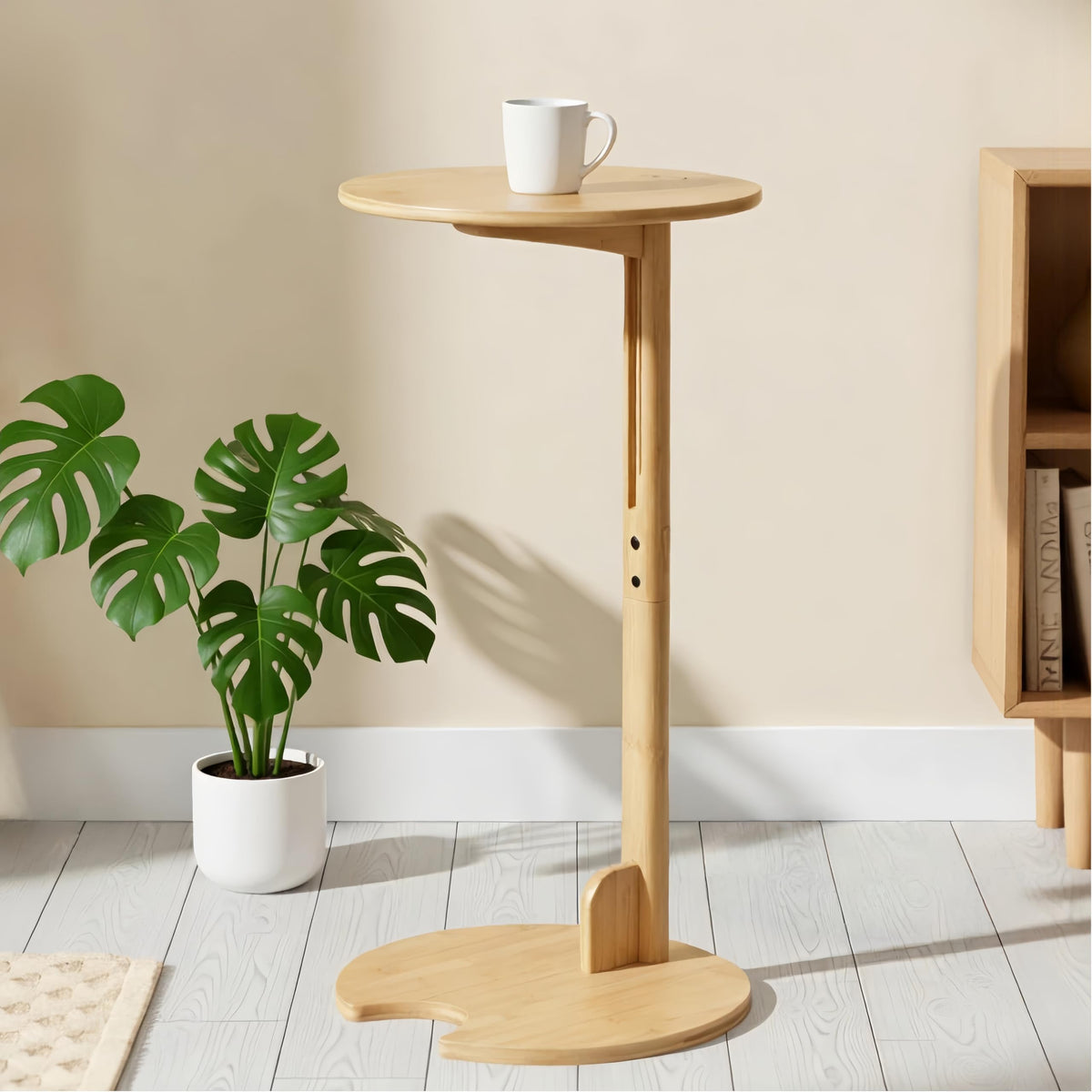 Adjustable Bamboo C Shaped Side Table S93781