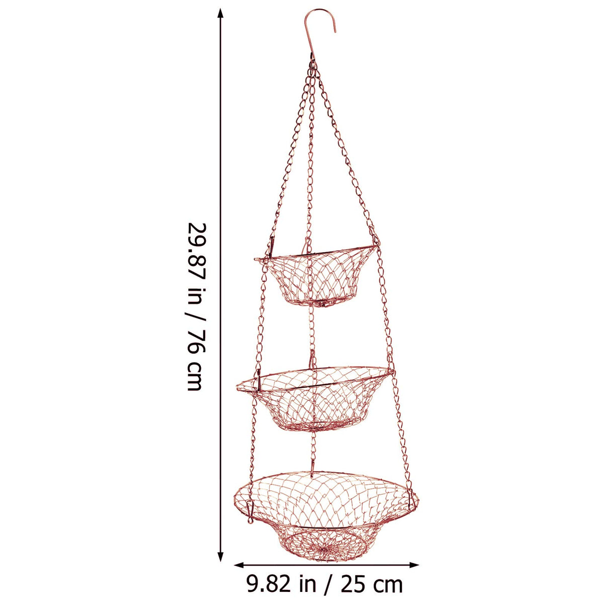 3-Tier Copper Foldable Wire Hanging Basket Z509