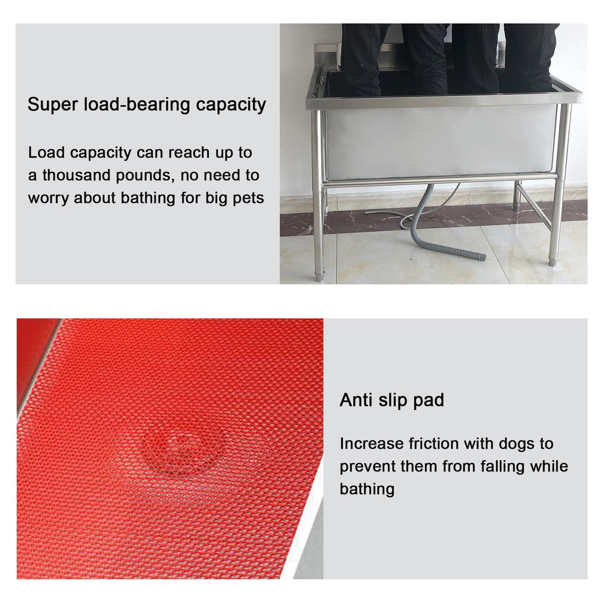 Stainless Steel Dog Grooming Tub with Stairs and Faucet B36002