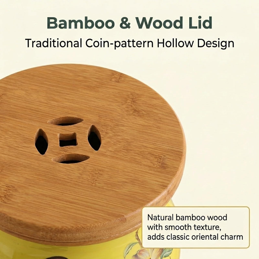 Glazed Hand-Painted Ceramic Drum Stool J3695